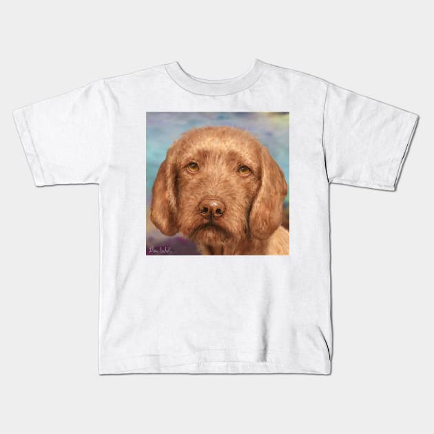 Painting of a Brown Wirehaired Vizsla Kids T-Shirt by ibadishi